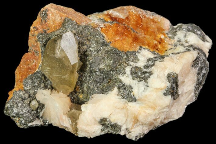 Cerussite Crystal with Bladed Barite on Galena - Morocco #82366